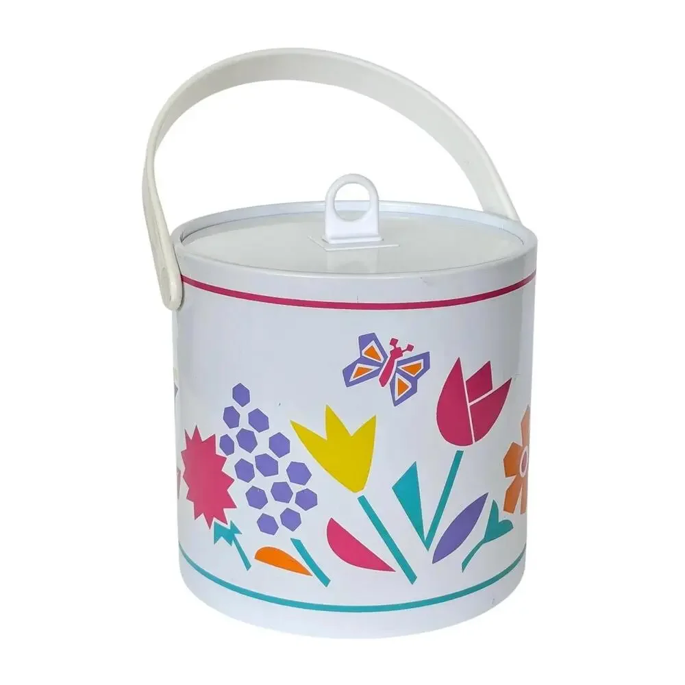 1980s Vintage Floral Ice Bucket